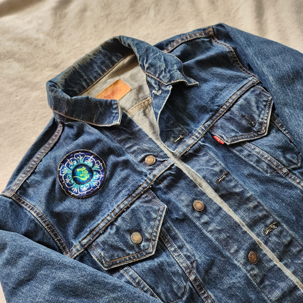 Denim Jacket With Custom Om Patch - image 2
